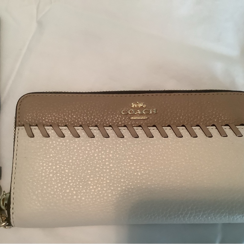 Coach Beige and Cream Leather Wallet
